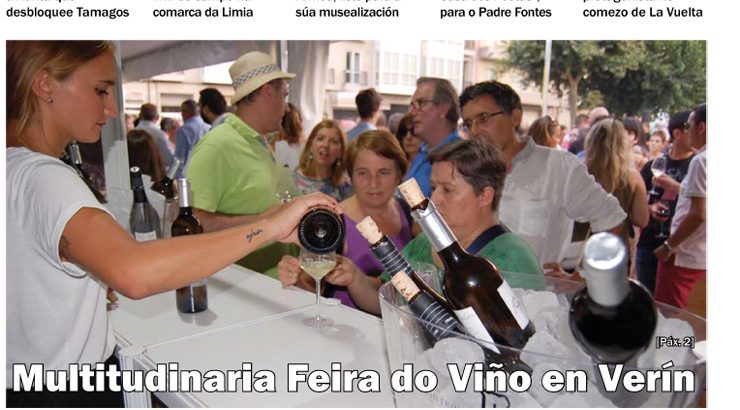 A Feira do Viño de Monterrei, imaxe de portada do número de agosto de Barrios