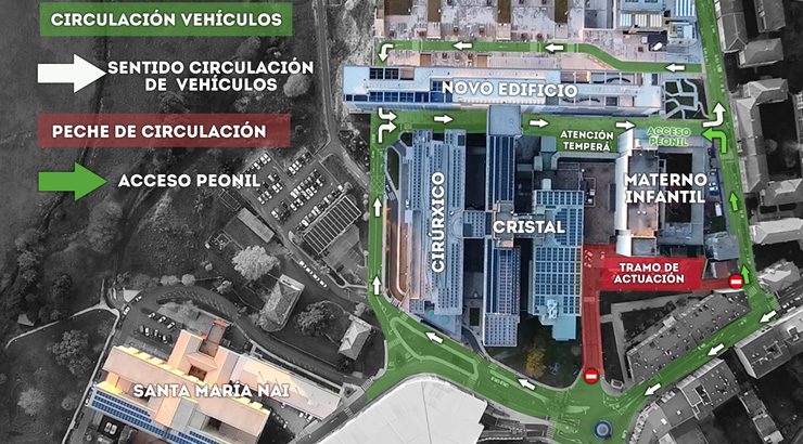 A circulación e o acceso ao hospital sofren modificacións