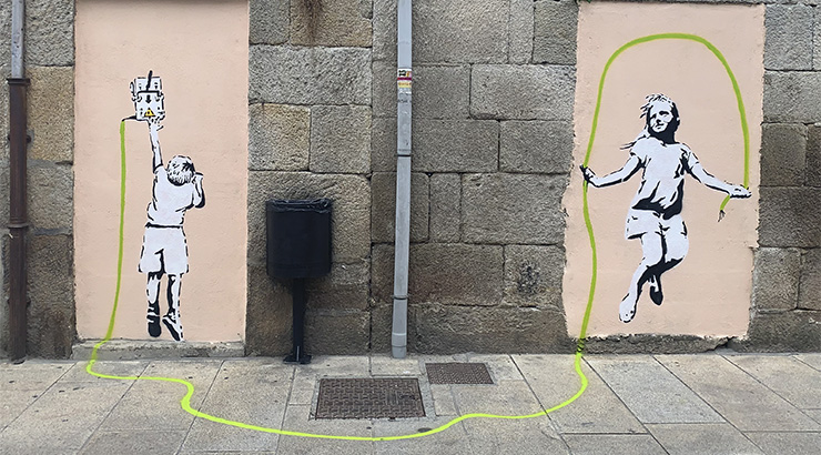 Cinco novas obras de Banksy en Verín